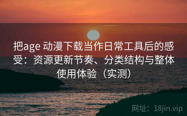 把age 动漫下载当作日常工具后的感受：资源更新节奏、分类结构与整体使用体验（实测）