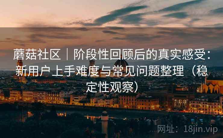 蘑菇社区｜阶段性回顾后的真实感受：新用户上手难度与常见问题整理（稳定性观察）