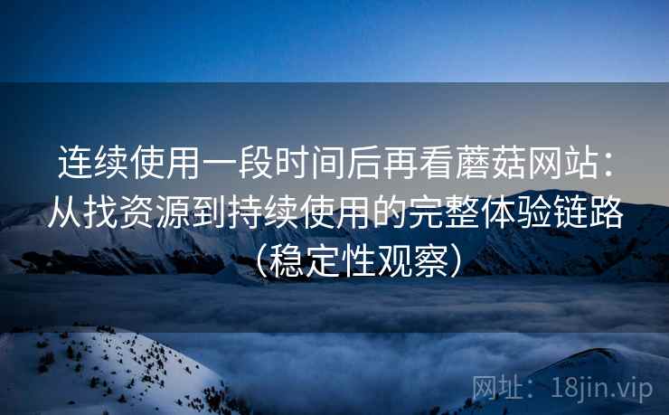 连续使用一段时间后再看蘑菇网站：从找资源到持续使用的完整体验链路（稳定性观察）