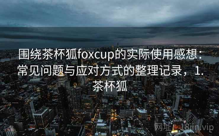 围绕茶杯狐foxcup的实际使用感想：常见问题与应对方式的整理记录，1.茶杯狐