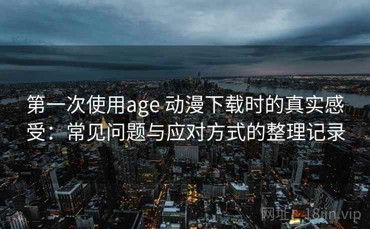 第一次使用age 动漫下载时的真实感受：常见问题与应对方式的整理记录