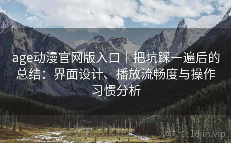 age动漫官网版入口｜把坑踩一遍后的总结：界面设计、播放流畅度与操作习惯分析
